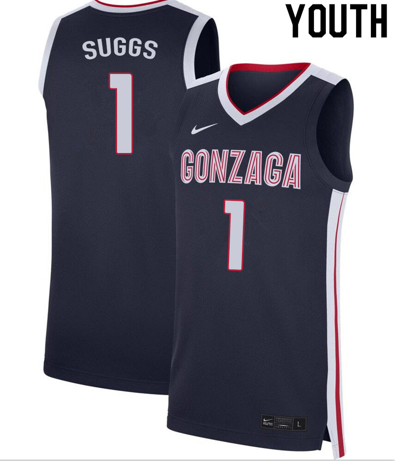 Youth #1 Jalen Suggs Gonzaga Bulldogs College Basketball Jerseys Sale-Navy